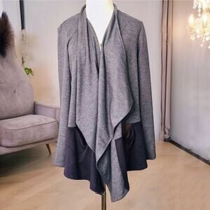 LOGO Lori Goldstein Open Cardigan Purple Heathered Waterfall Lagenlook Kimono